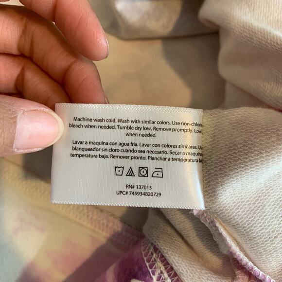 Wildfox Sweatshirt Womens XL Extra Large Violet White Tie Dye Star Long Sleeve - Picture 9 of 11